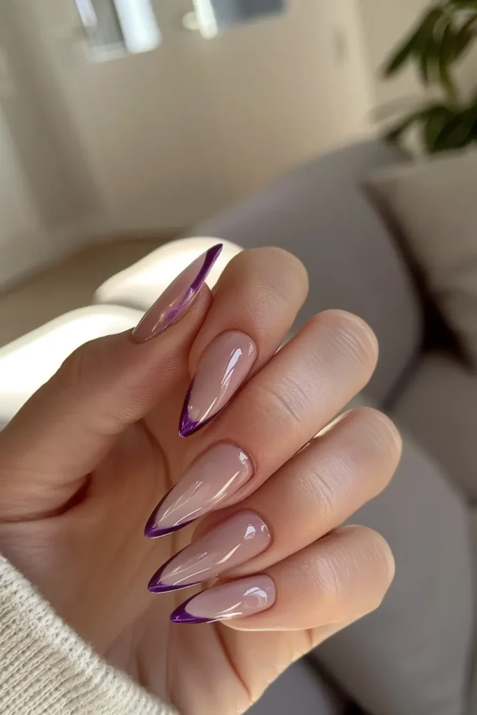 Dark Plum French Tips Hoco Nail Inspo Idea