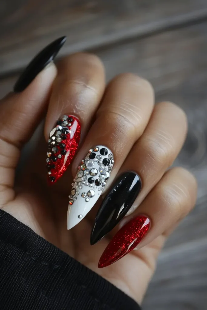 Rhinestone Homecoming Nails Hoco Nail Inspo Idea