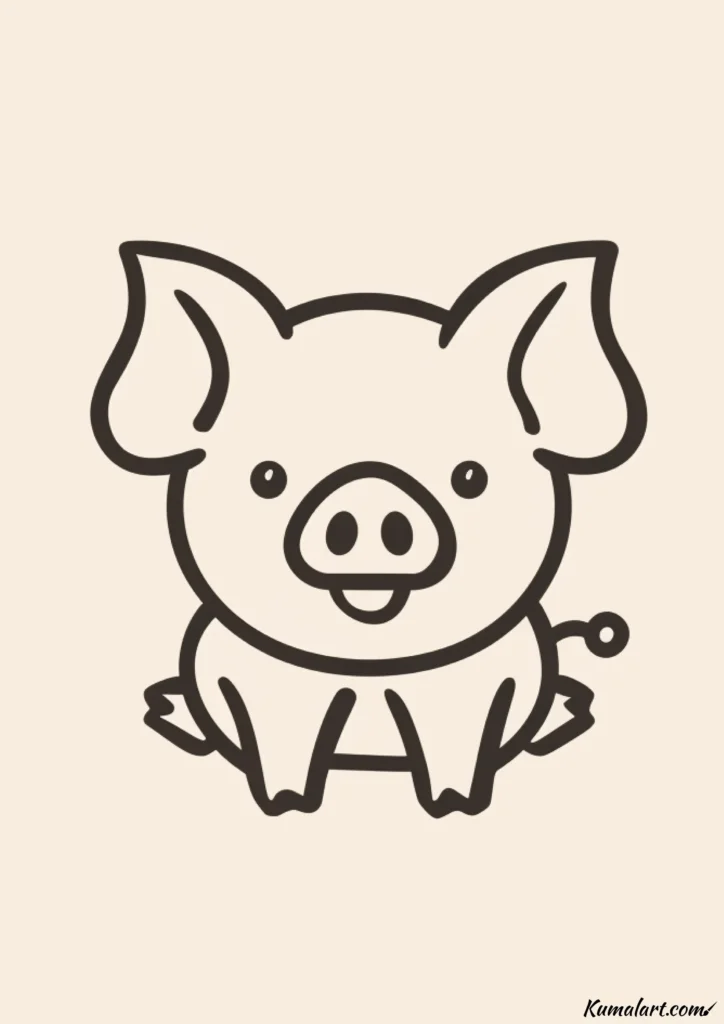 easy cute friendly piglet drawing ideas