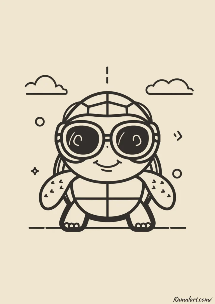 easy cute pilot turtle drawing ideas