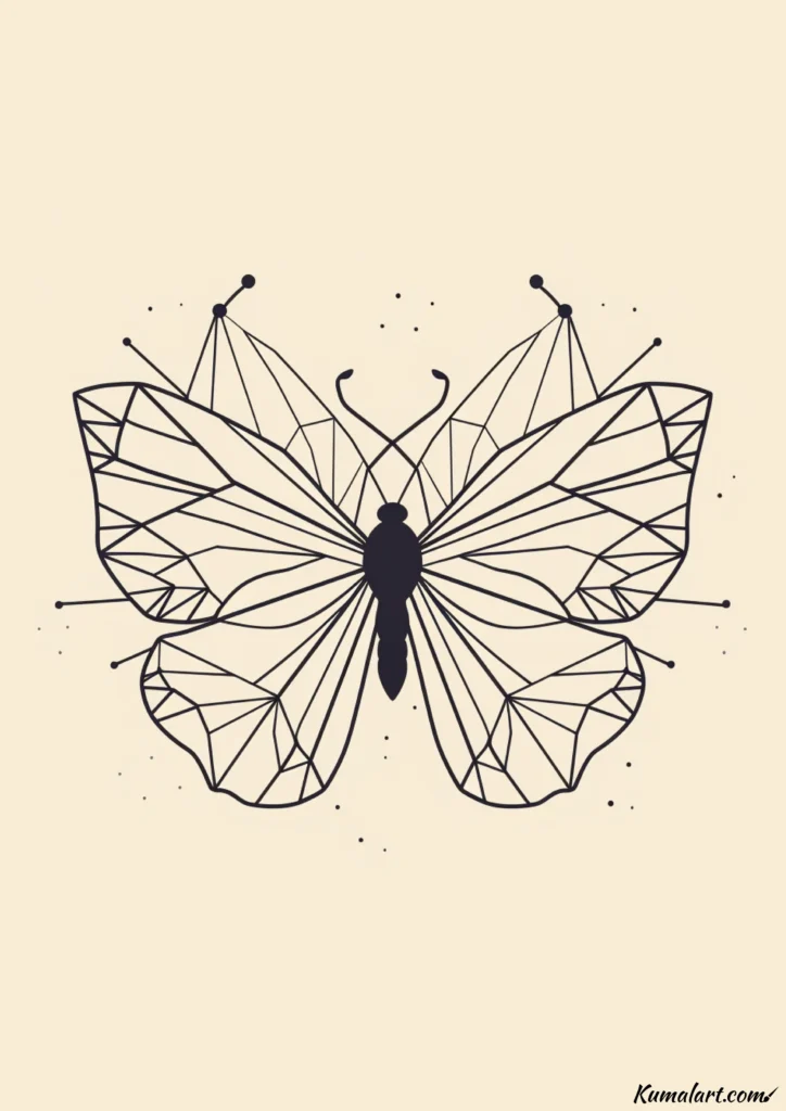 easy cute butterfly with triangles drawing ideas