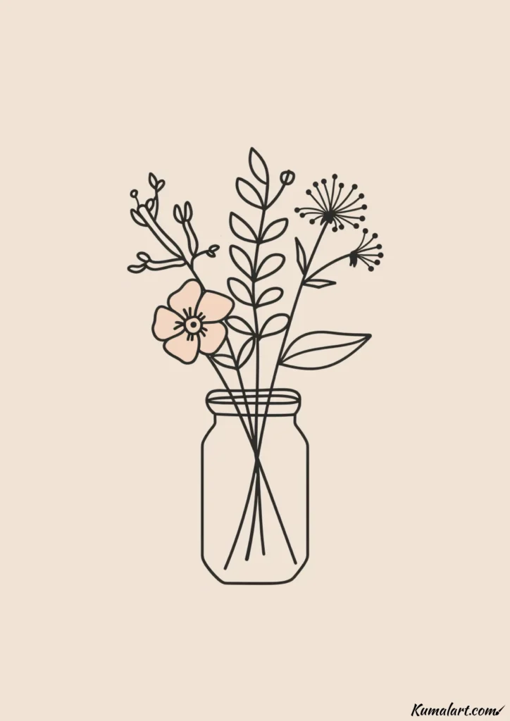 easy cute wildflower bouquet drawing ideas