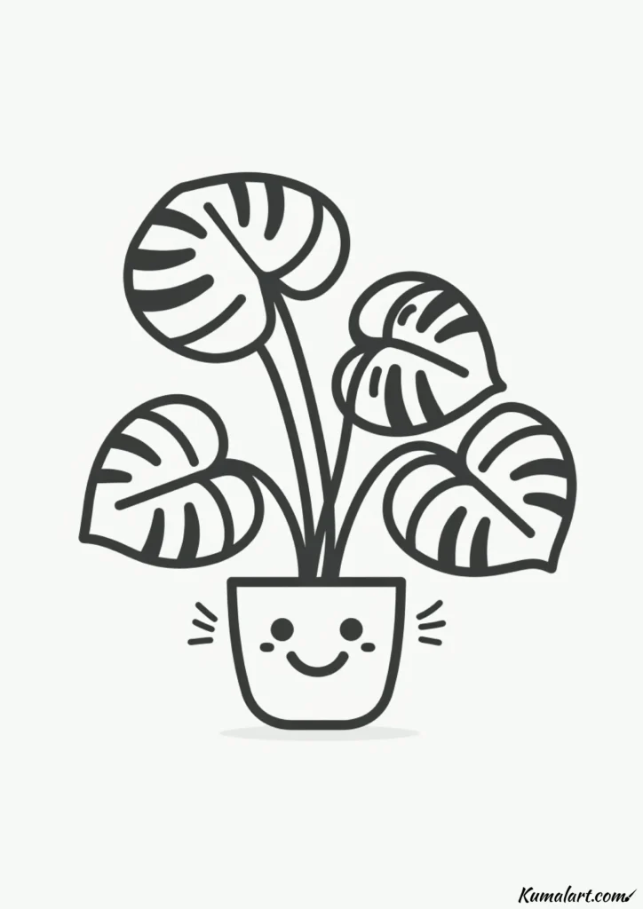easy cute friendly monstera drawing ideas