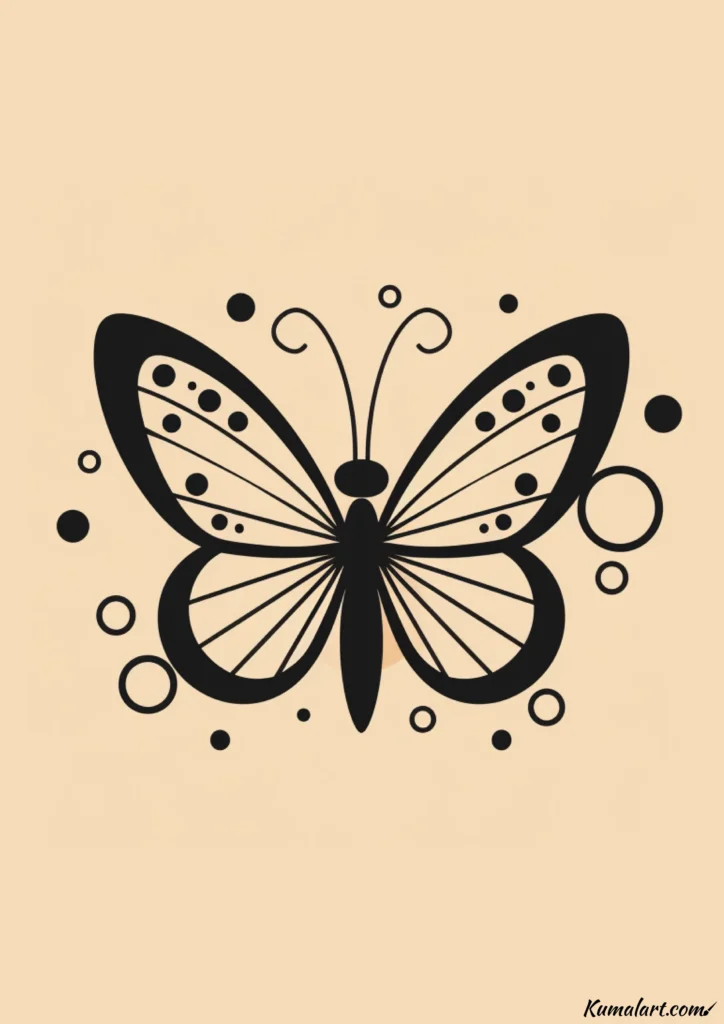 easy cute butterfly with bubbles drawing ideas
