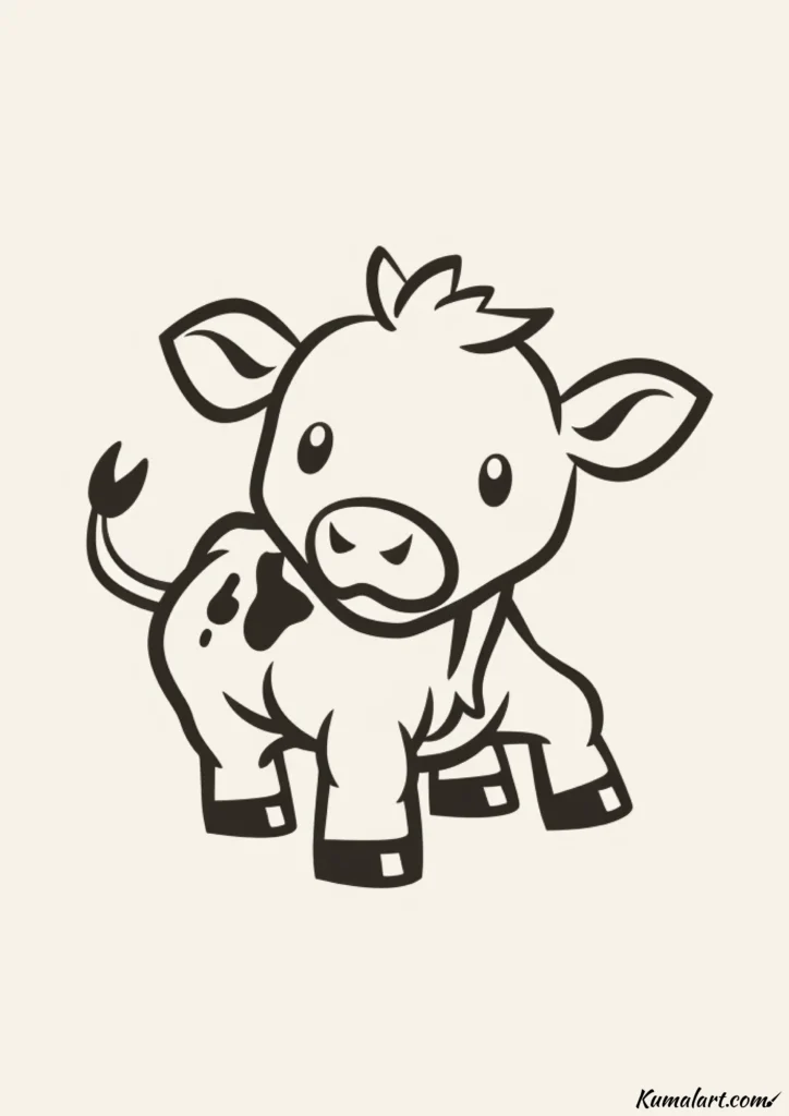 easy cute curious calf drawing ideas