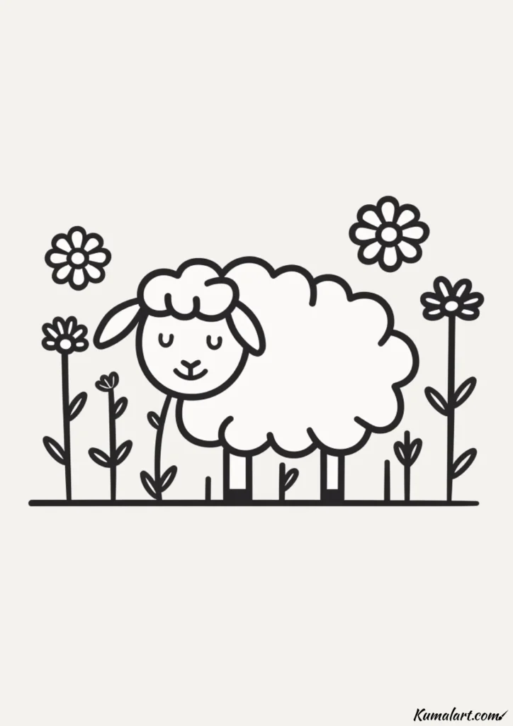 easy cute fluffy sheep drawing ideas
