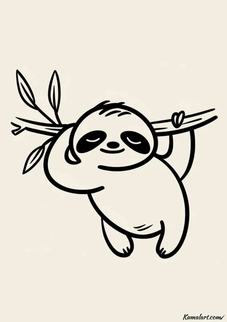 easy cute sleepy sloth drawing ideas