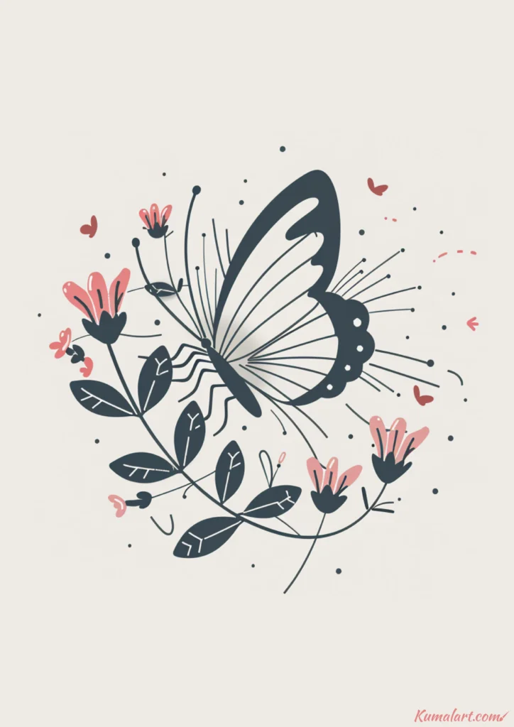 easy cute soaring butterfly drawing ideas