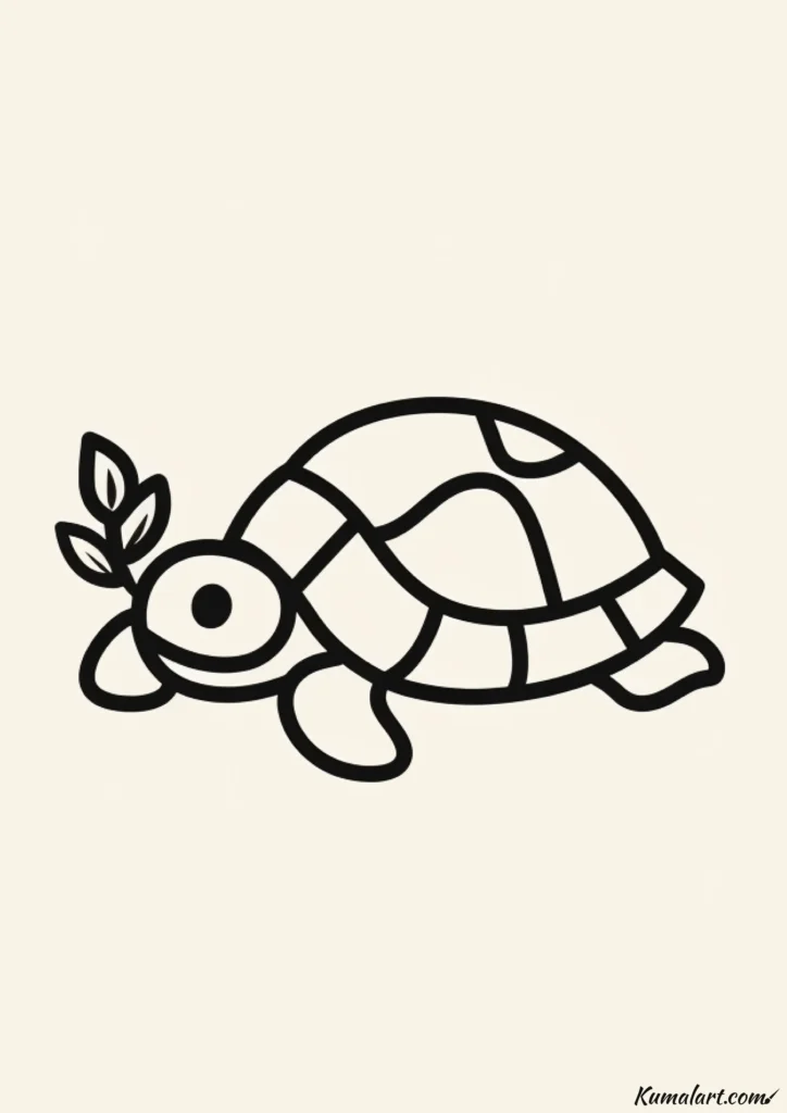 easy cute turtle munching on leaf drawing ideas